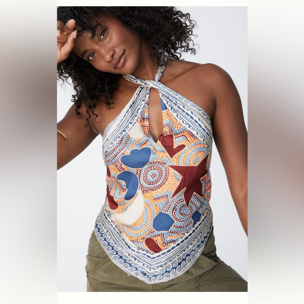 Anthropologie High-Neck Scarf Top